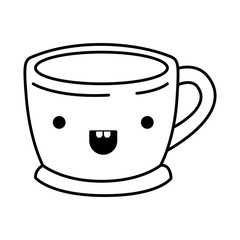 cup of coffee with handle monochrome kawaii silhouette
