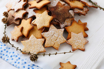 Fototapeta na wymiar Christmas Gingerbread cookies stars
