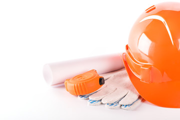 Fototapeta premium Construction tools closeup on white