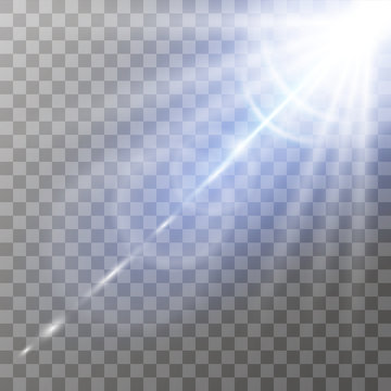 Lens flare vector illustration. Sun isolated on transparent background.