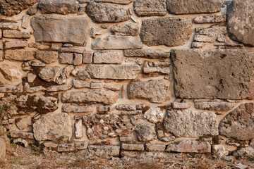 Texture of old bricks, castle wall and ancient ruins. background