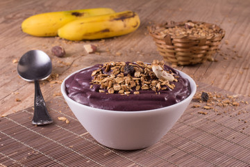 Acai with banana and granola