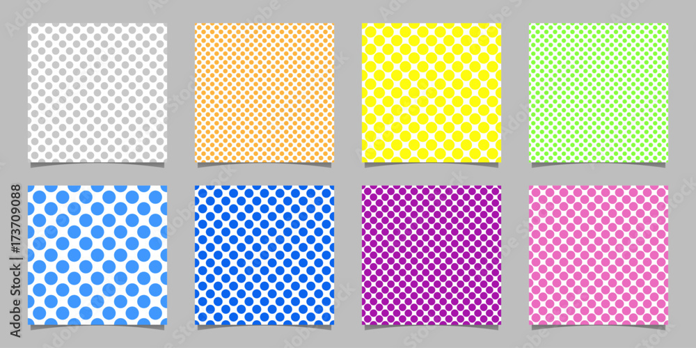 Poster color seamless polka dot pattern background template set - vector graphics from circles on white bac