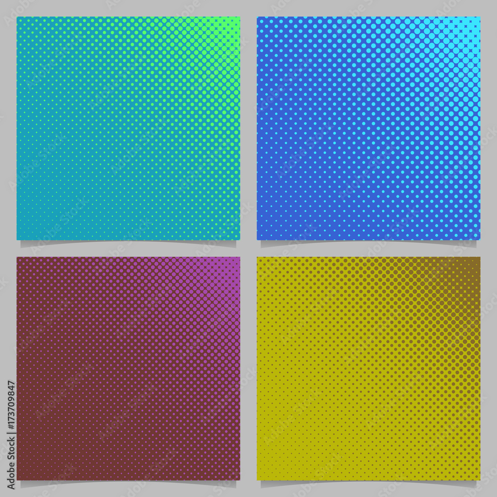 Poster geometrical abstract halftone dot pattern background set - squared vector brochure design from circl