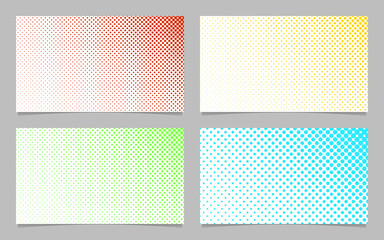 Digital halftone dot pattern business card background template design set - vector identity card graphics with colored circles