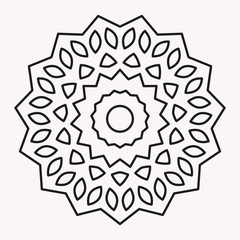 Simple Mandala Shape for Coloring. Vector Mandala. Floral. Flower. Oriental. Book Page. Outline.