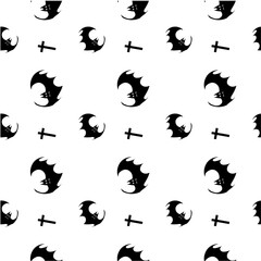 Halloween seamless pattern bat hand drawn background scrapbook paper, gift wrap paper, textile for Halloween holiday vector items simple style, black silhouettes, isolated on white.