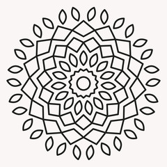 Fototapeta premium Simple Mandala Shape for Coloring. Vector Mandala. Floral. Flower. Oriental. Book Page. Outline.