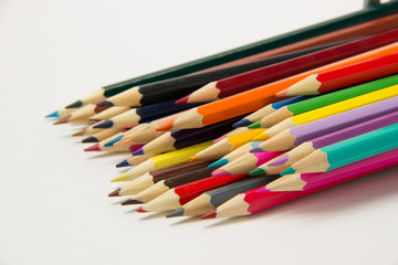 Group of pencils for students on a white background