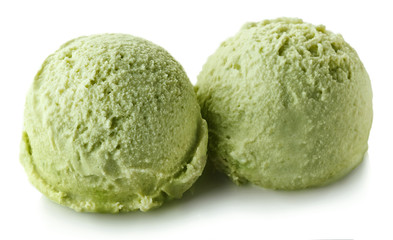 Two green apple mint ice cream balls
