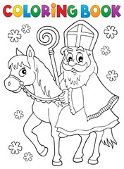 Coloring book Sinterklaas on horse