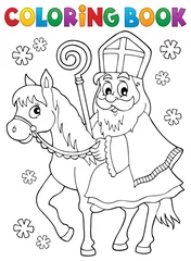 Fototapete Für Kinder Malbuch Sinterklaas zu Pferd