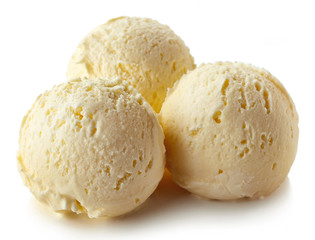 Fototapeta na wymiar Three vanilla ice cream balls