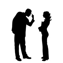 Vector silhouette of couple on white background.