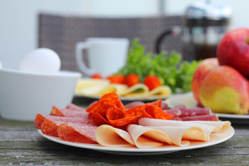 Breakfast with sandwich and coffee