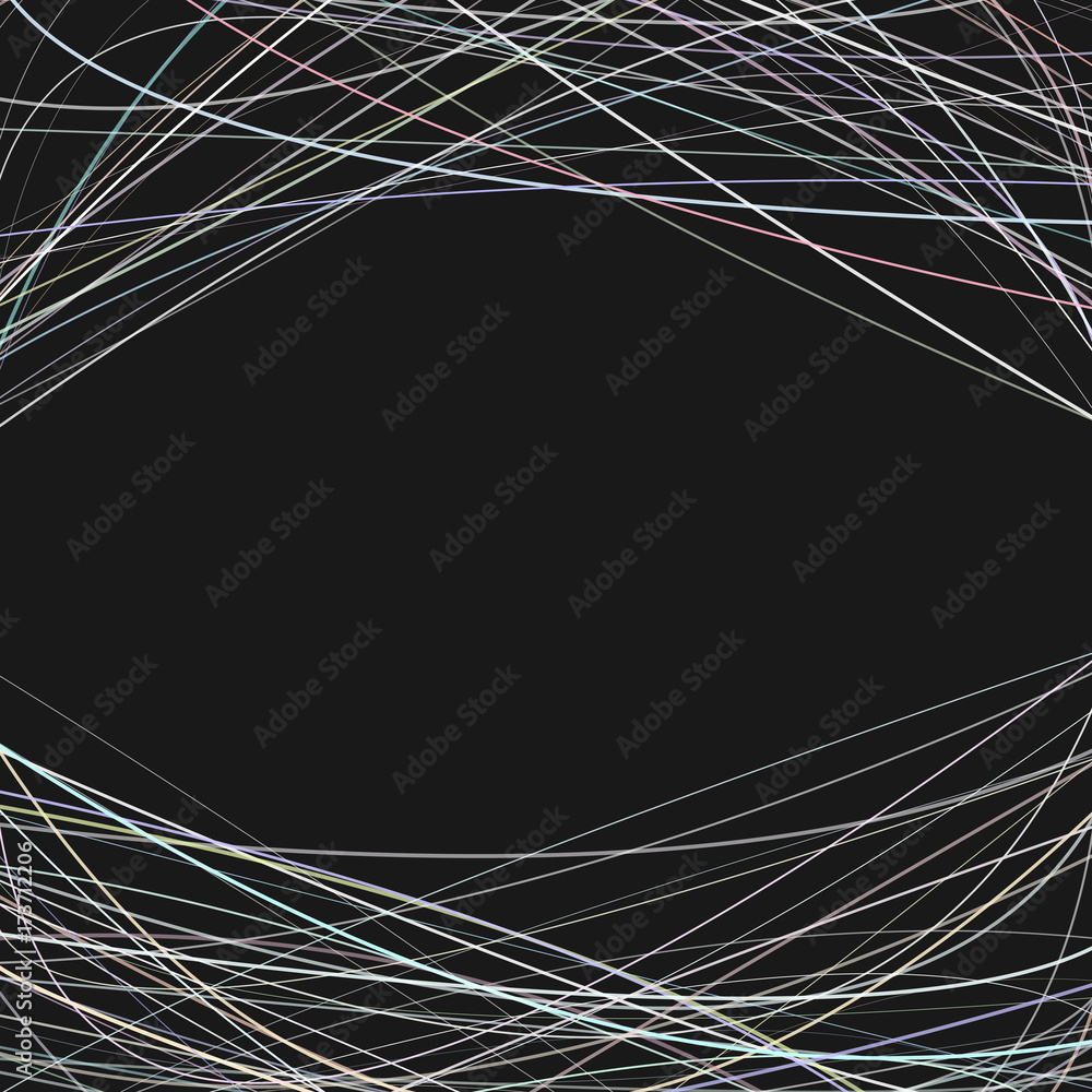 Poster modern abstract background with random curved lines in colorful tones at the top and the bottom - ve