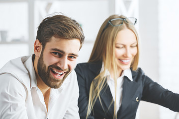 Cheerful team at workplace