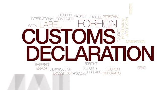 Customs declaration animated word cloud, text design animation. Kinetic typography.