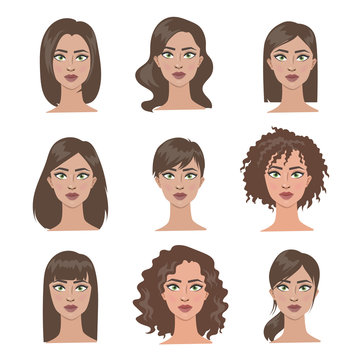 Female hairstyles set.