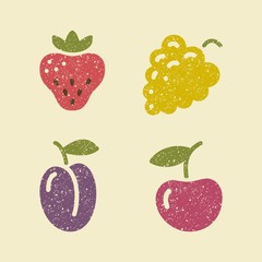 Icons berries in retro style