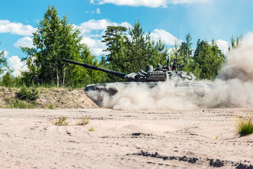 Main battle tank are going to dust on the ground for military exercises