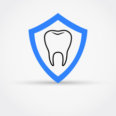 Dental Shield Tooth Protection Vector Illustration.