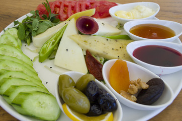 breakfast plate on wooden table