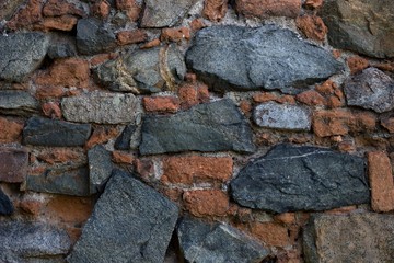 red and blue stones wall