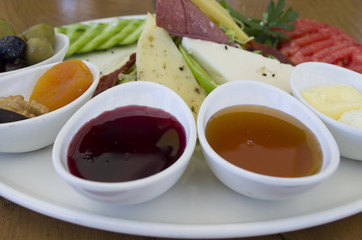 breakfast plate on wooden table