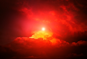 Red Sunlight and Clouds