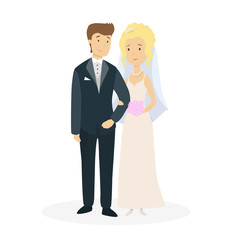 Isolated wedding couple.