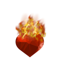 Burning Heart with Fire Flame