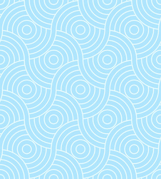 Pattern seamless circle abstract wave background stripe cute blue two tone colors. Geometric line vector.