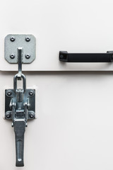 radiator protection grille, engine, tractor, excavator or truck with handle. background