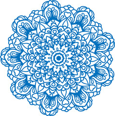 Blue mandala from floral elements on a white background
