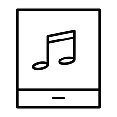 Tablet with music note thin line icon. Vector pictogram