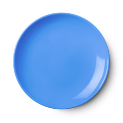 Empty ceramic round plate isolated on white with clipping path