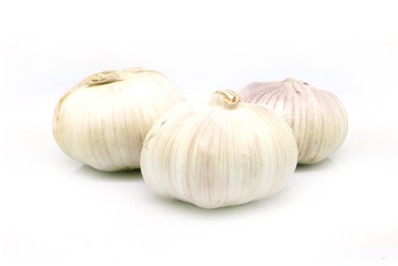 Isolated three vegetarian food white garlic onion 