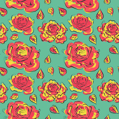 Seamless pattern with beautiful pink roses