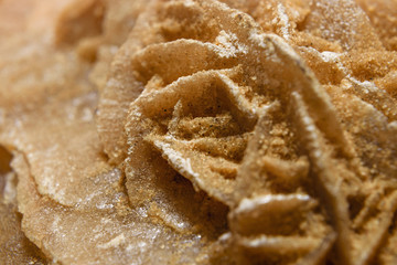 Extreme Close-Up Of Sand Selenite Rose Or Desert Rose From The Sahara Desert