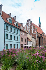 street view of downtown in Riga city, Latvia