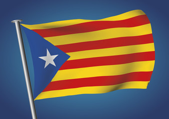 estelada flag waving on the sky catalona independence