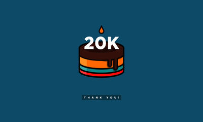 Birthday Cake for 20 Thousand Likes! (Vector Design Template For Social Networks Thanking a Large Number of Subscribers or Followers) 20000