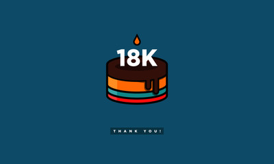 Birthday Cake for 18 Thousand Likes! (Vector Design Template For Social Networks Thanking a Large Number of Subscribers or Followers) 18000