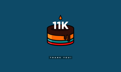 Birthday Cake for 11 Thousand Likes! (Vector Design Template For Social Networks Thanking a Large Number of Subscribers or Followers) 11000