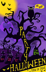 Design poster for Halloween party for print and internet. Vector illustration.