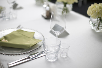 Served table in restaurant, closeup