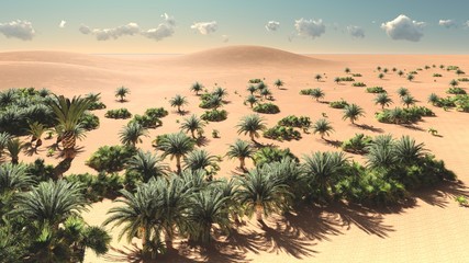 Wonderful view on Sahara desert at sundown 3d rendering - 173734283