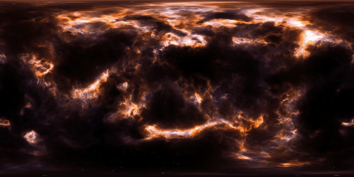Deep space, stars and nebula, 360 degrees panorama, HDRI high resolution environment map