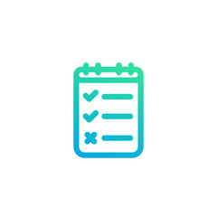 Survey, quiz icon on white, linear style